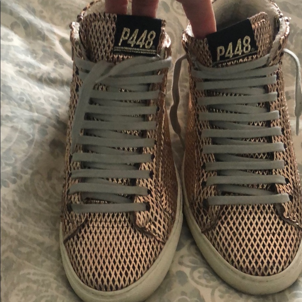Golden Goose Rose Gold Mesh High-Top Sneakers